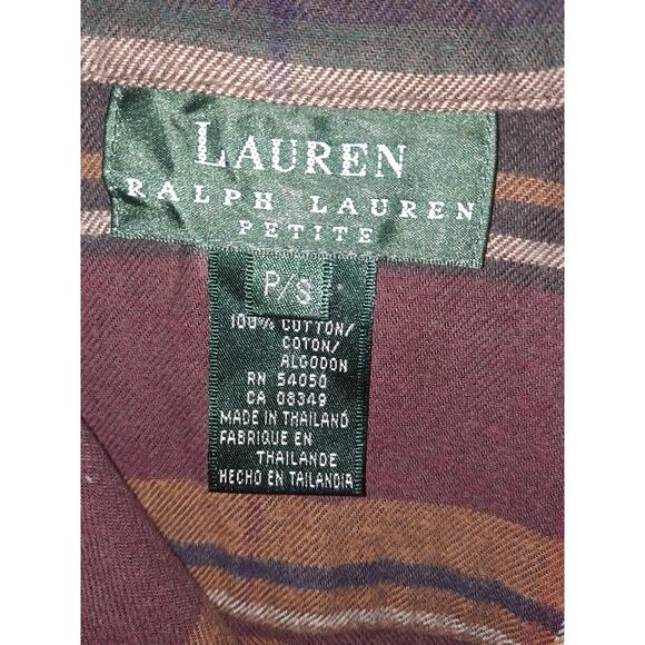 Lauren Ralph Lauren Petite Plaid Full Zip with Front Pocket Shirt Size PS - Picture 5 of 6